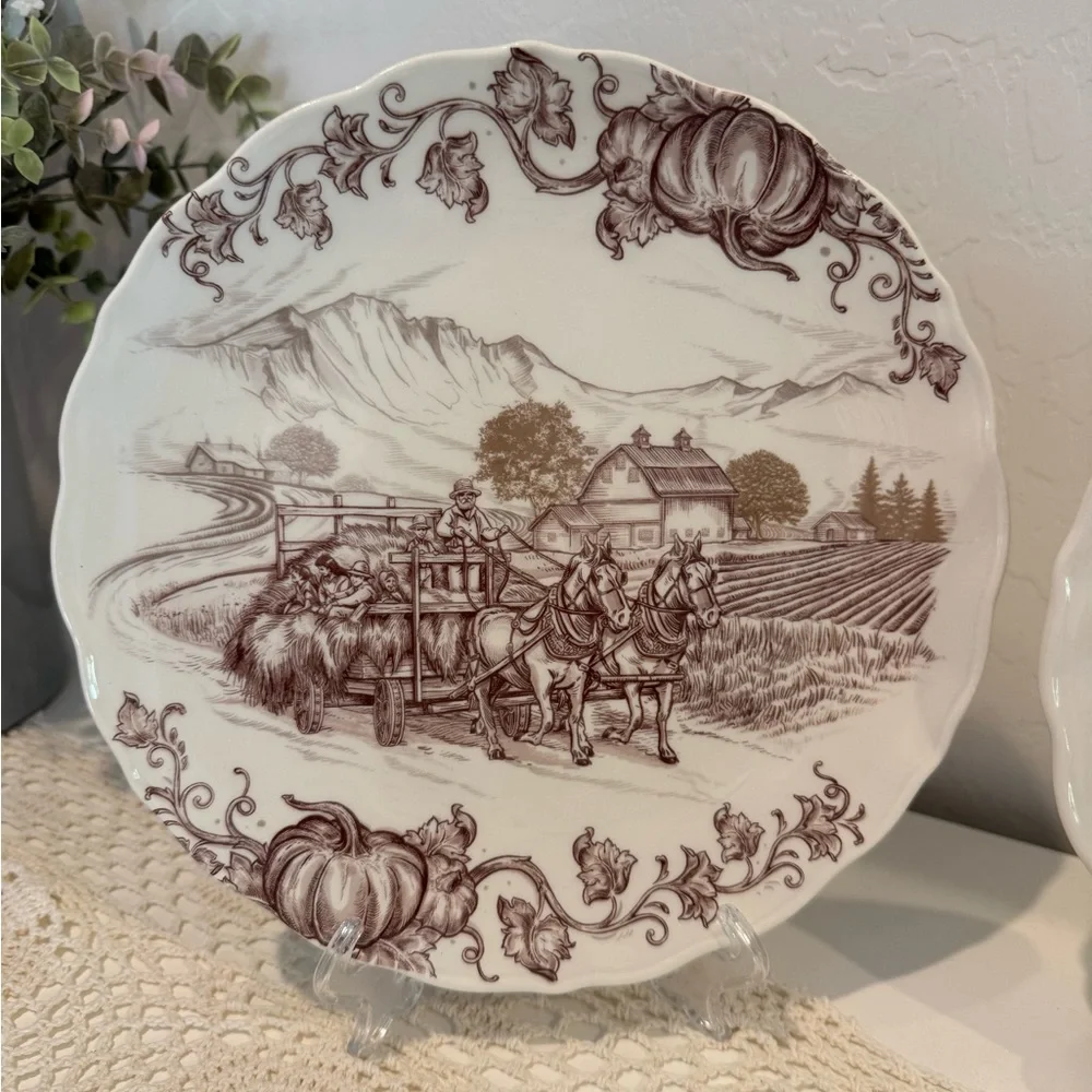 Pier 1 Harvest Village 9” Salad Plates – Set of 4, NIB